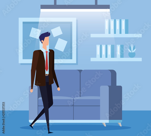 elegant businessman worker in the livingroom