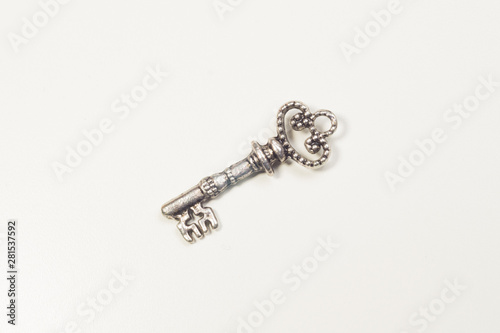 Vintage key isolated on white background. safety concept