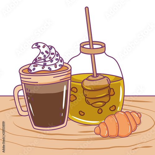 Isolated iced coffee and honey vector design