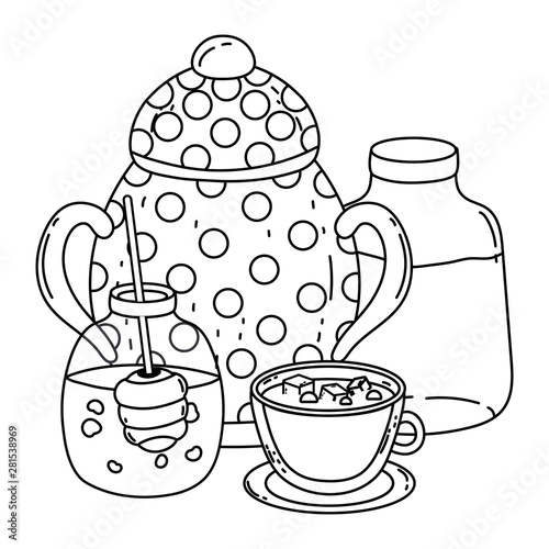 Isolated sugar bowl and milk bottle design