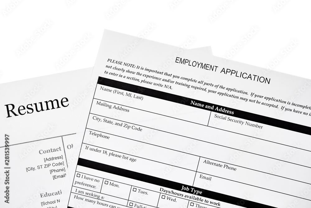 Employment Application with a Resume Employment Application with a Resume