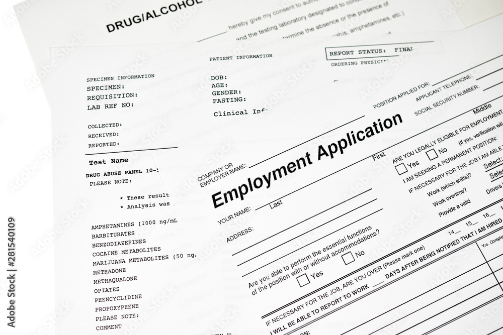 Employment Application with a Drug Abuse Panel Employment Application with a Drug Abuse Panel