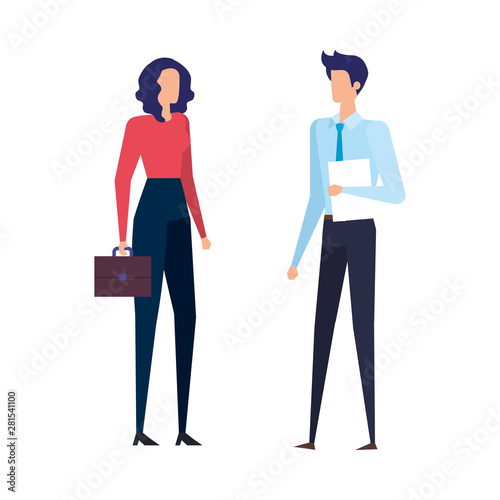 elegant business couple workers avatars characters