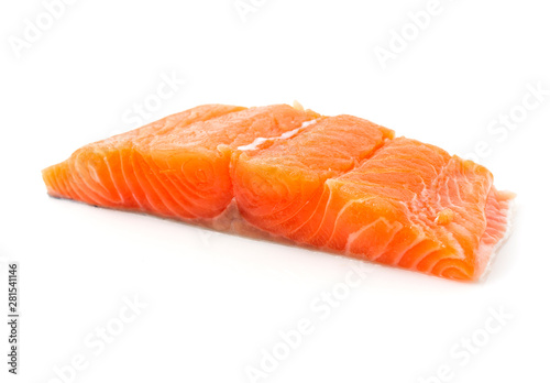 Raw fresh salmon on a white background