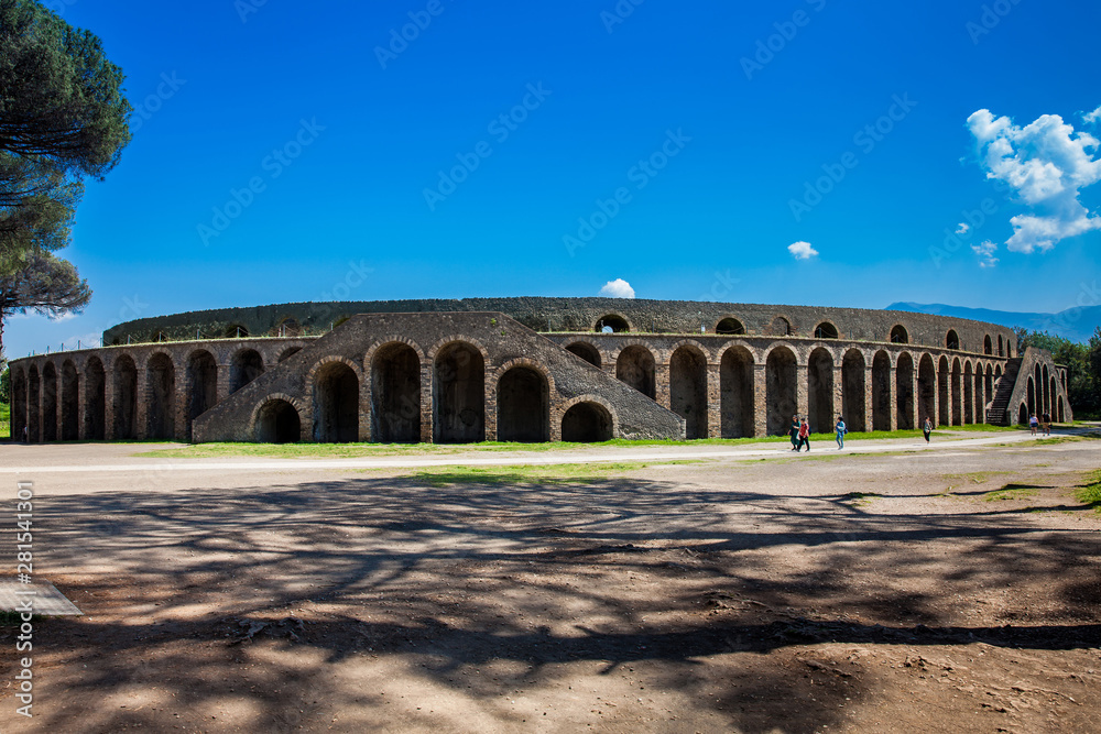 Exterior of the roman Amphitheatre of Pompeii