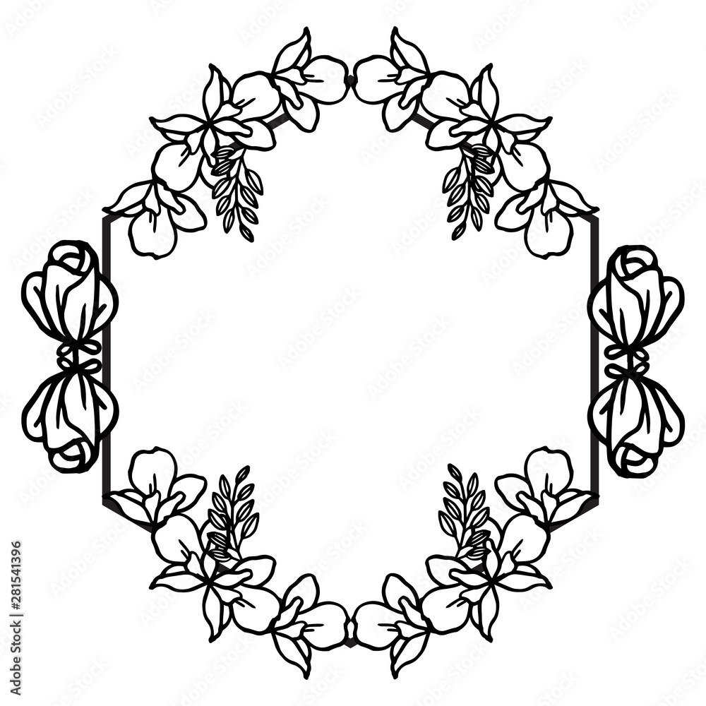 Frame floral elegant pattern in black and white colors, vintage element for decor of line art. Vector Frame floral elegant pattern in black and white colors, vintage element for decor of line art. Vector