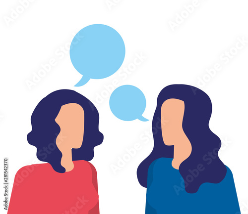 Wallpaper Mural businesswomen workers speaking with speech bubbles Torontodigital.ca