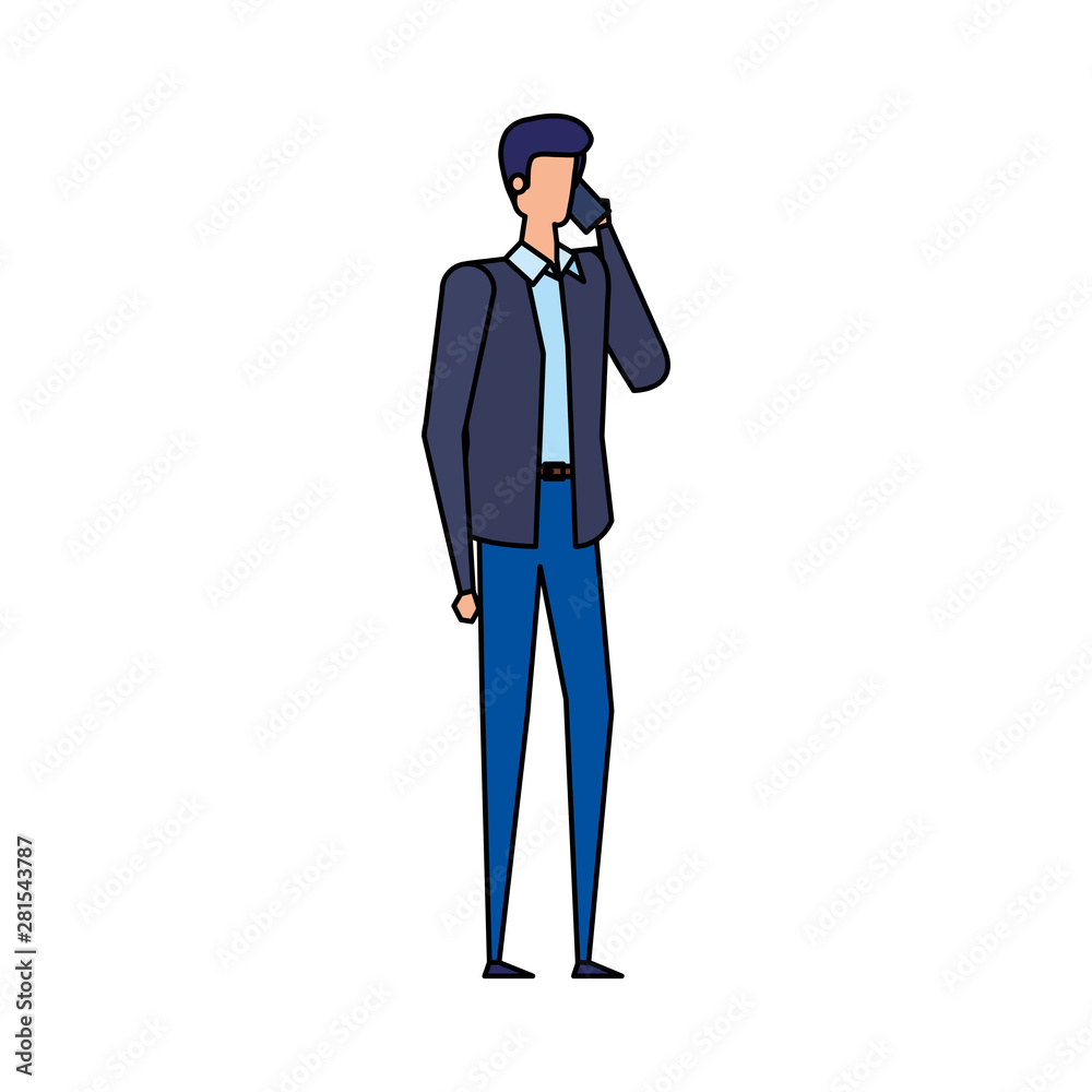 Obraz premium elegant businessman worker calling with smartphone