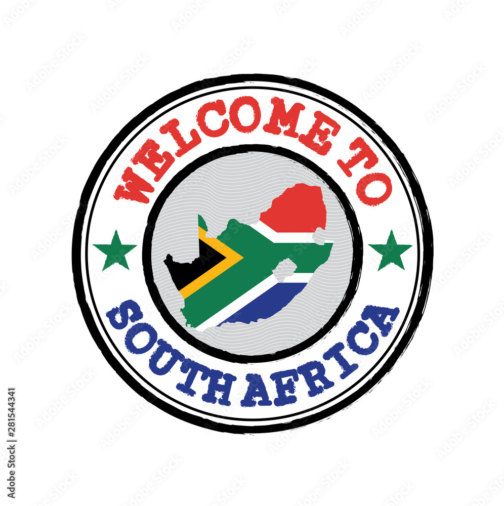 Vector stamp of welcome to South Africa with map outline of the nation in center. Vector stamp of welcome to South Africa with map outline of the nation in center.