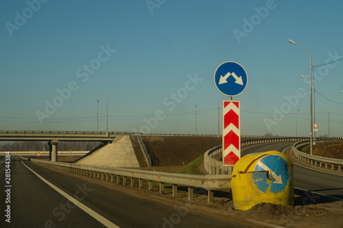 Highway. roadway background. way with sign