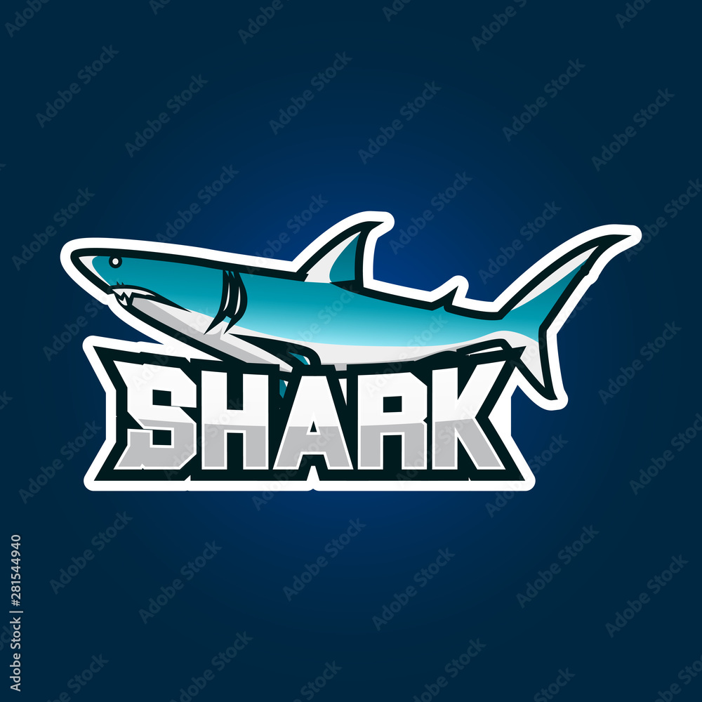 Shark esport gaming logo design. Shark gaming emblem logo design illustration Shark esport gaming logo design. Shark gaming emblem logo design illustration