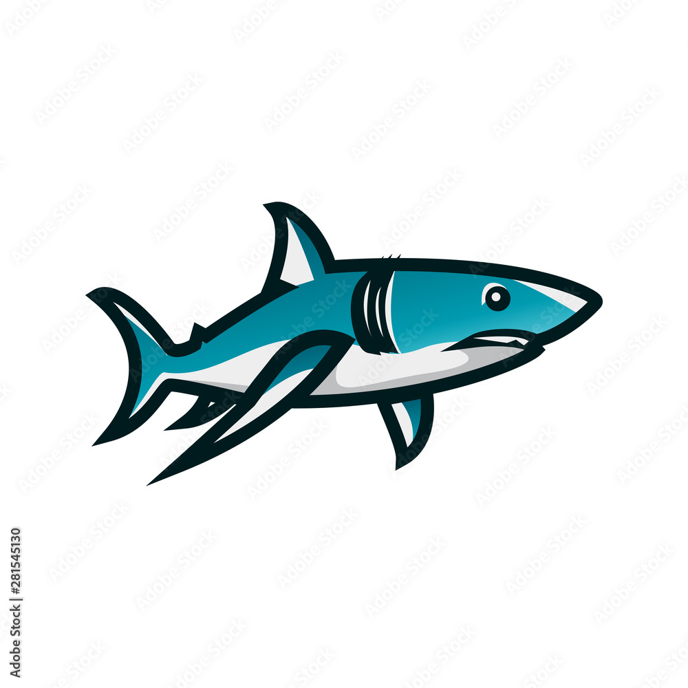 Shark vector illustration. Shark minimalist vector design with white background