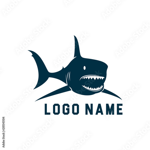 Shark minimalist silhouette logo design. Shark silhouette vector illustration with white background