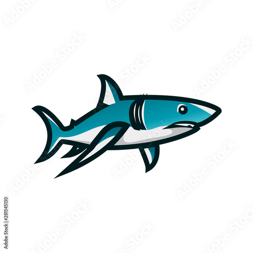Shark vector illustration. Shark minimalist vector design with white background