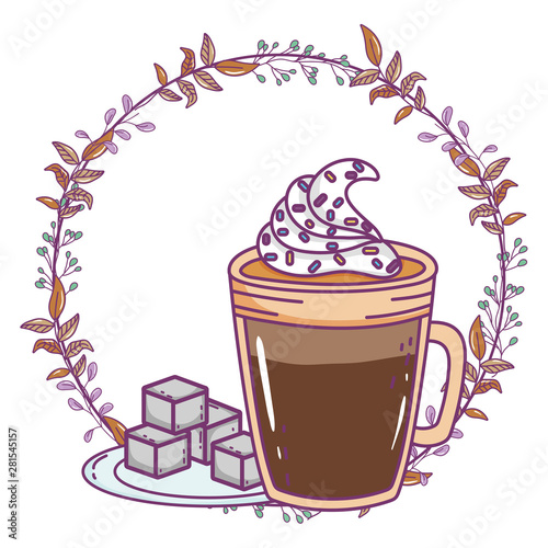 Isolated iced coffee glass vector design