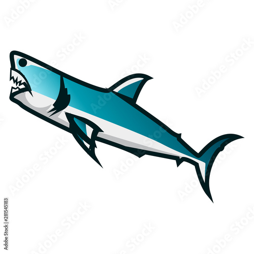 Shark vector illustration. Shark minimalist vector design with white background