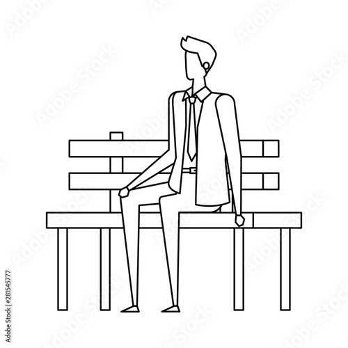 elegant businessman seated in the park chair character