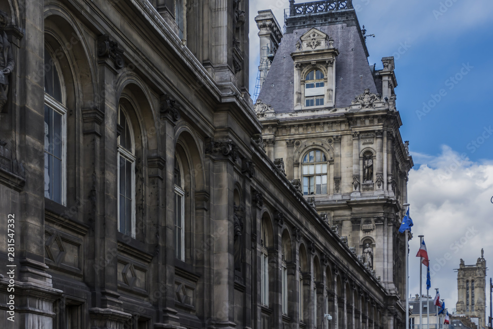 Traditional building in the center of Paris Traditional building in the center of Paris