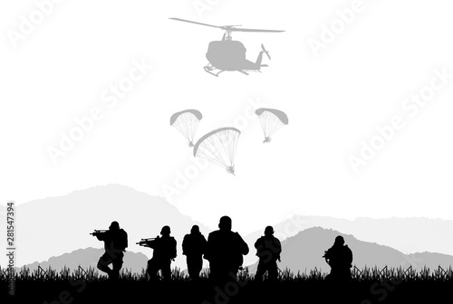  Navy seal silhouettes  on white background