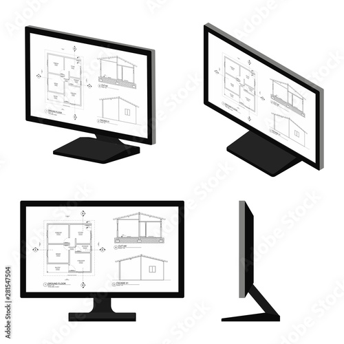 Computer screen architectural drawing