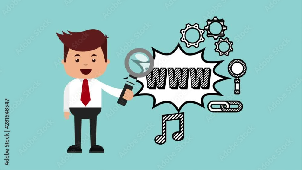 businessman with ecommerce technology animation businessman with ecommerce technology animation