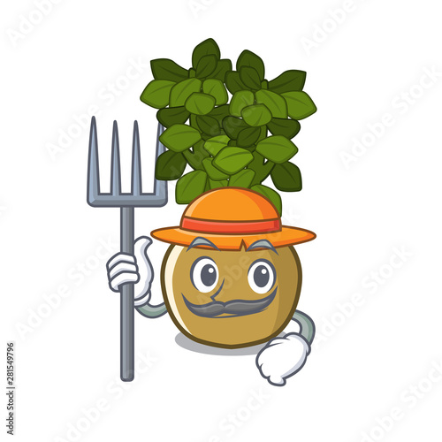 Farmer jade plant isolated with the mascot