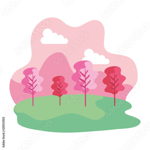 camp field landscape scene icon