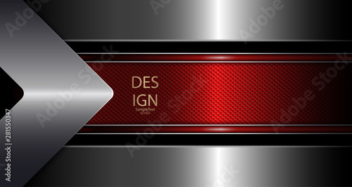 Abstract textural red design with an arrow and a border of a metallic shade