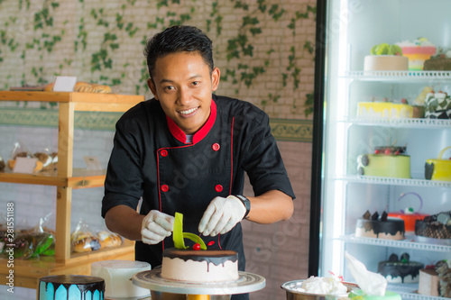 professional chef with cake