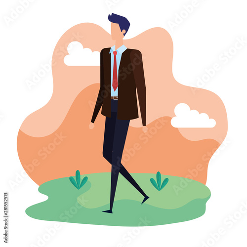 elegant businessman worker in the camp
