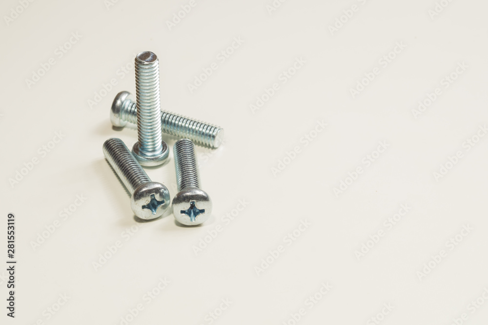 Screws on a white background Screws on a white background