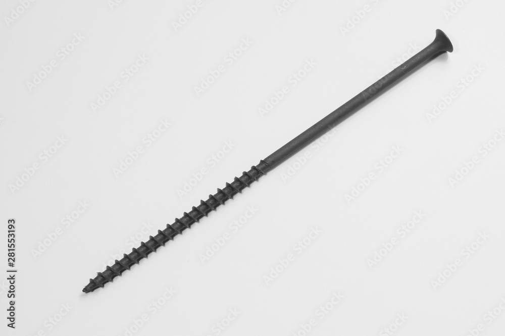 Long screw on a white background Long screw on a white background
