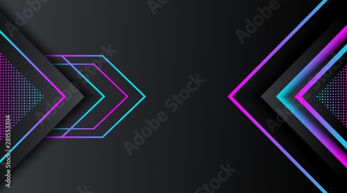 Black Background with gradient neon glitter geometric shape