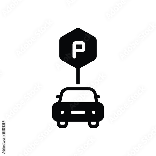 Black solid icon for parking sign 