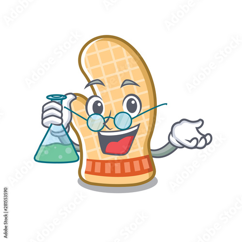 Professor oven glove placed mascot cooking table