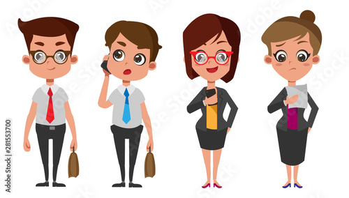 Group of business men and women, working people use smart phone