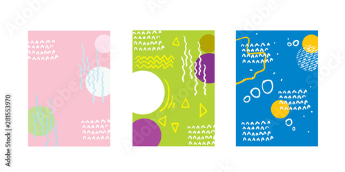 Abstract doodle geometric background with fun color pattern cartoon texture for brochure cover template design