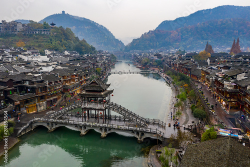 Beautiful and famous ancient bridge in Fenghuang Old Town, China photo