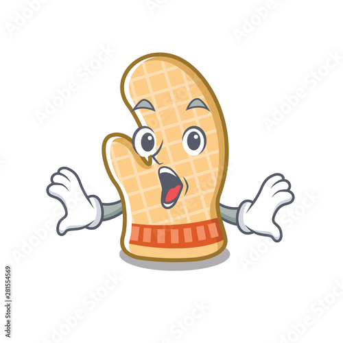 Surprised oven glove isolated in the charcater