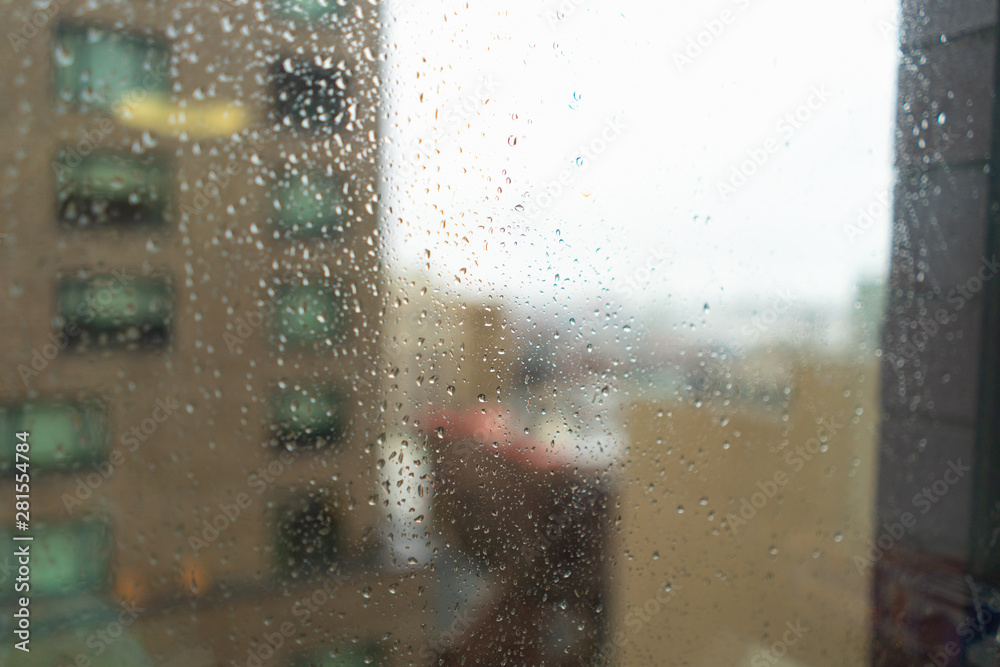 Rain drops on a glass window