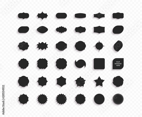 Set of empty geometrical shapes. Collection of design elements. Vector illustration for badge, label or sticker.