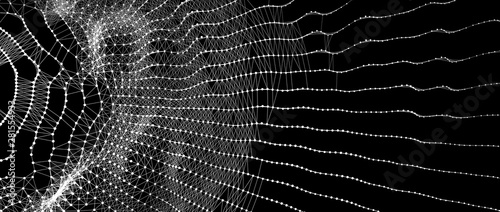Abstract science or technology background. Graphic design. Network illustration. 3D grid surface.