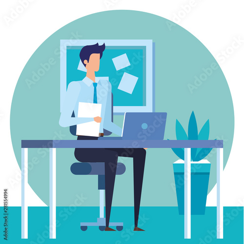 elegant businessman worker in the office scene