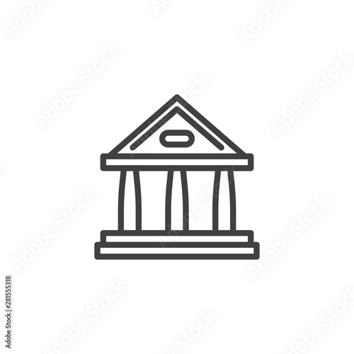 Court building line icon. linear style sign for mobile concept and web design. Courthouse, building with columns outline vector icon. Symbol, logo illustration. Vector graphics