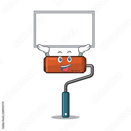 Up board paint roller isolated in the cartoon