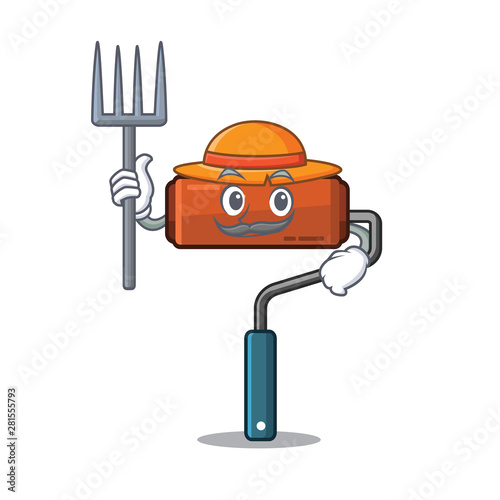 Farmer paint roller isolated in the cartoon
