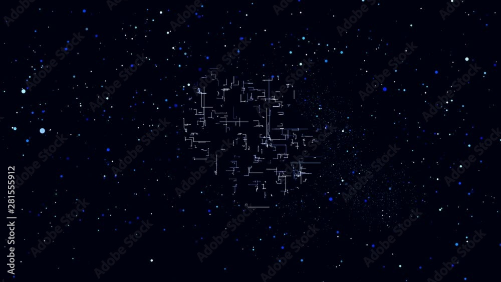 Cosmic animation sketch of an abstract dark background with moving numerous particles on a dark background computer generated 3D render Cosmic animation sketch of an abstract dark background with moving numerous particles on a dark background computer generated 3D render