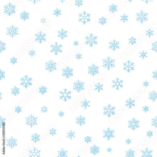 Merry Christmas holiday decoration effect background. Blue snowflake seamless pattern template. EPS 10