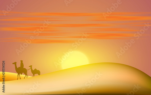 landscape of the desert in sunset