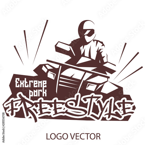 Extreme park logo concept ATV quad bike. Freestyle on ATV logo for Your business project. Vector Illustration ATV photo